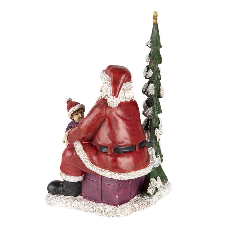 Clayre & Eef 6PR4714 Beeld Kerstman 16x13x22 Cm Rood Groen Kunststof Kerstdecoratie