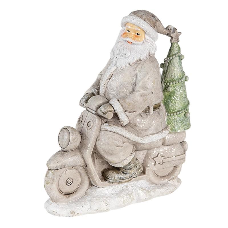 clayre & eef 6PR4725 Beeld Kerstman 12x6x14 cm Zilverkleurig Kunststof Kerstdecoratie
