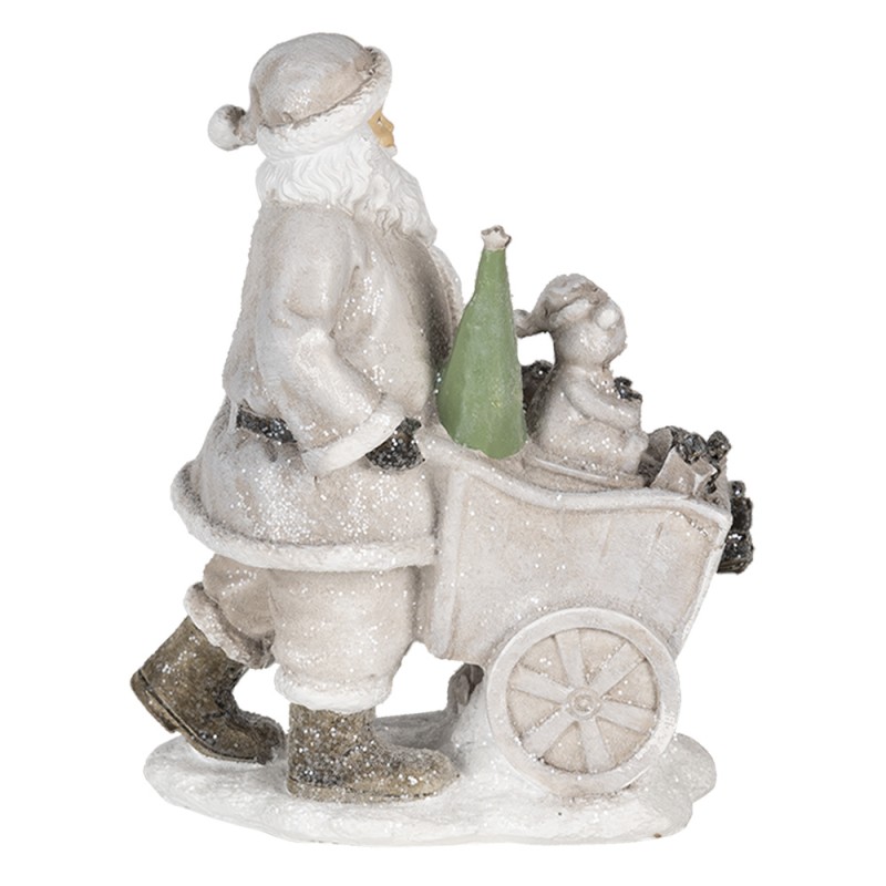 Clayre & Eef 6PR4728 Beeld Kerstman 12x8x15 Cm Zilverkleurig Kunststof Kerstdecoratie