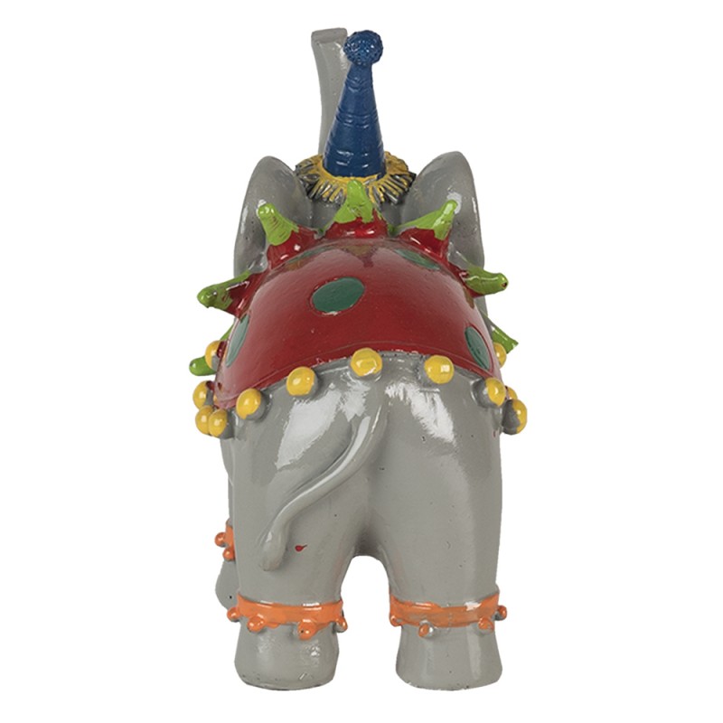 Clayre & Eef 6PR4732 Beeld Olifant 13x6x11 Cm Rood Grijs Kunststof Woonaccessoires