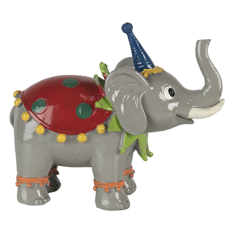 clayre & eef 6PR4732 Beeld Olifant 13x6x11 cm Rood Grijs Kunststof Woonaccessoires