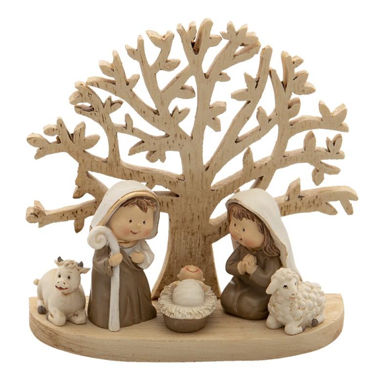 Clayre & Eef 6PR4743 Beeld Jezus 11x5x10 Cm Bruin Polyresin Kerstdecoratie