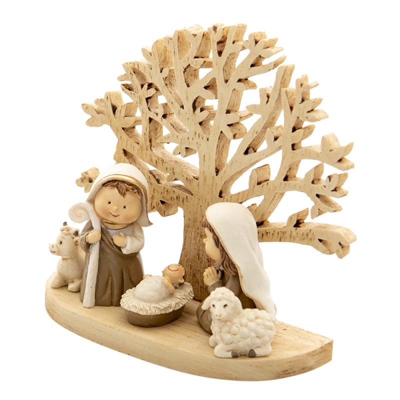 Clayre & Eef 6PR4743 Beeld Jezus 11x5x10 Cm Bruin Polyresin Kerstdecoratie