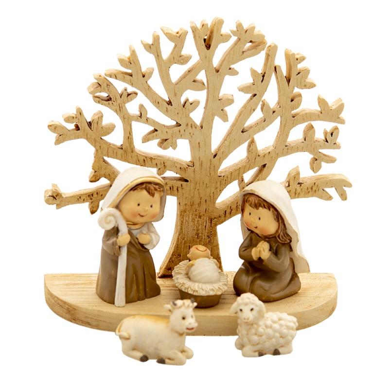 clayre & eef 6PR4743 Beeld Jezus 11x5x10 cm Bruin Polyresin Kerstdecoratie