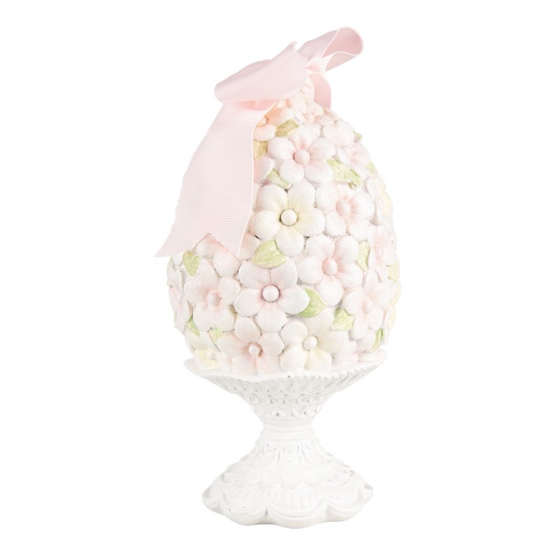 Clayre & Eef 6PR5145 Decoratie Beeld Ei Ø 10x20 Cm Roze Kunststof