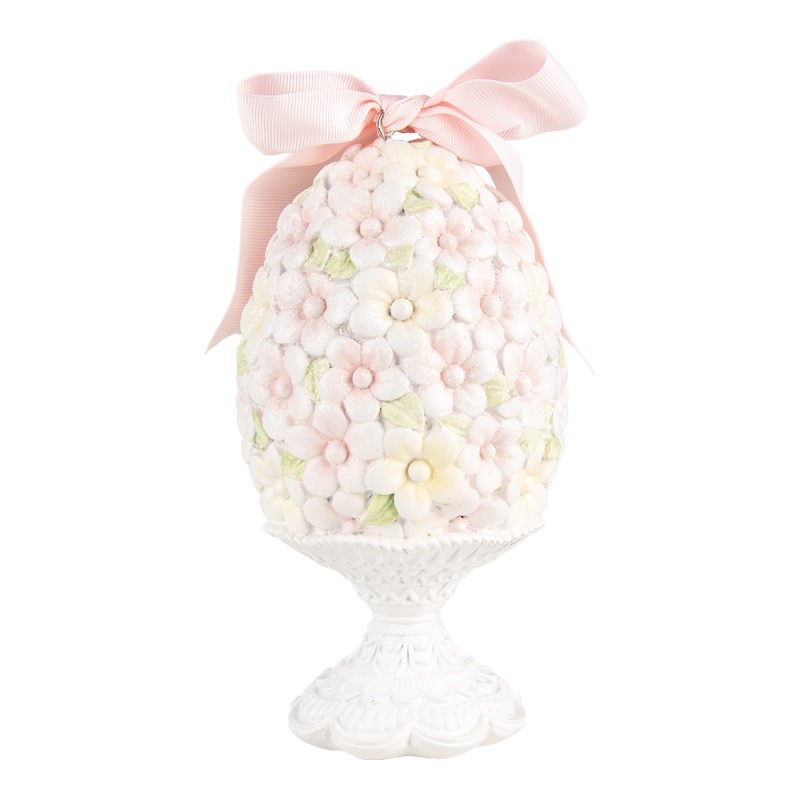 Clayre & Eef 6PR5145 Decoratie Beeld Ei Ø 10x20 Cm Roze Kunststof