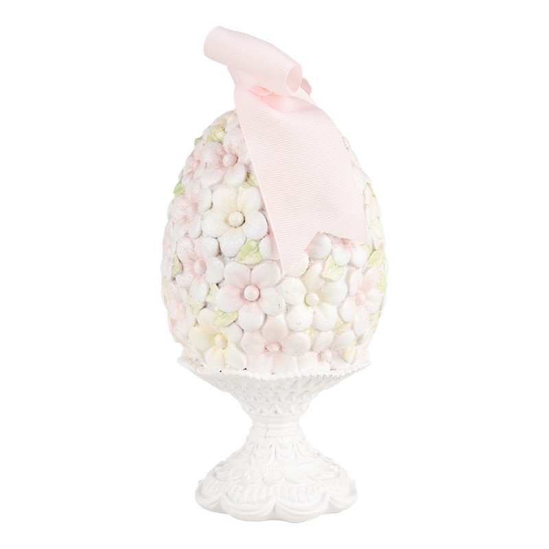 Clayre & Eef 6PR5145 Decoratie Beeld Ei Ø 10x20 Cm Roze Kunststof