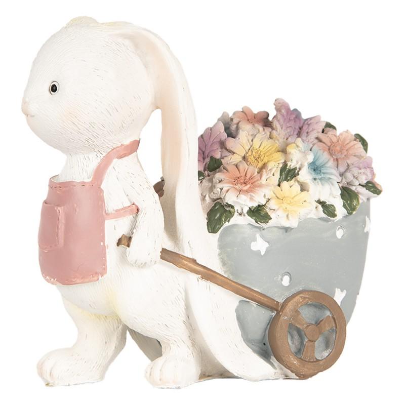 Clayre & Eef 6PR5148 Decoratie Beeld Konijn 11x6x10 Cm Wit Kunststof