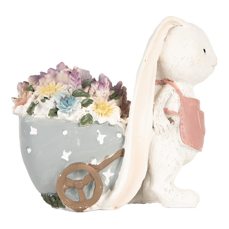 Clayre & Eef 6PR5148 Decoratie Beeld Konijn 11x6x10 Cm Wit Kunststof