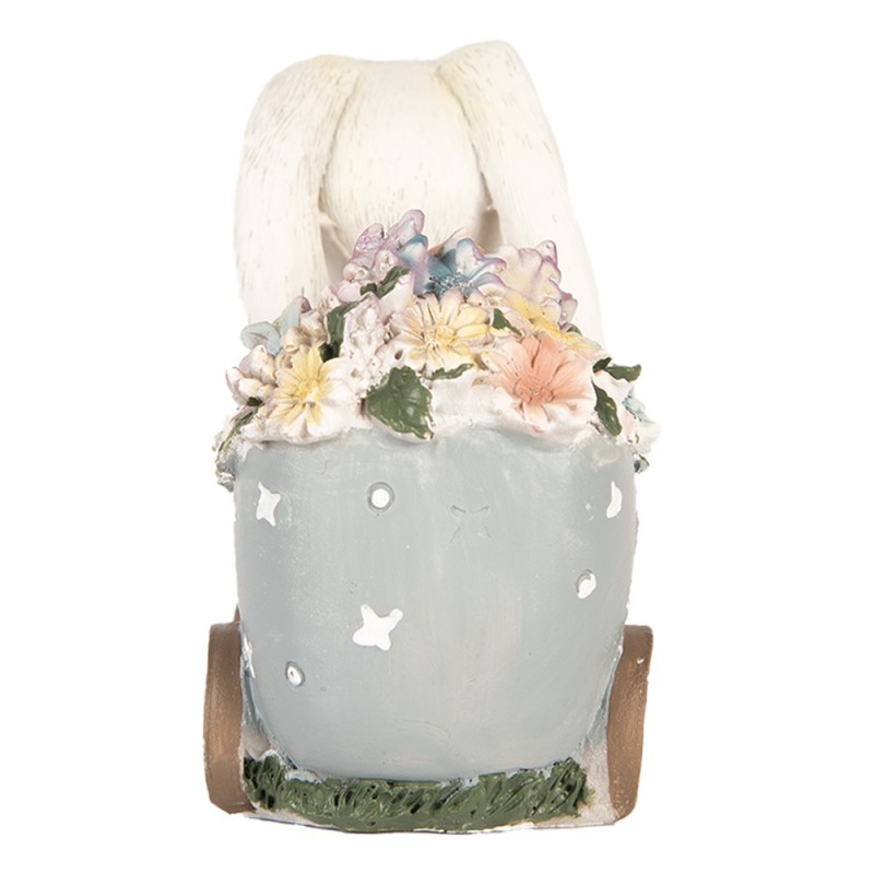 Clayre & Eef 6PR5148 Decoratie Beeld Konijn 11x6x10 Cm Wit Kunststof