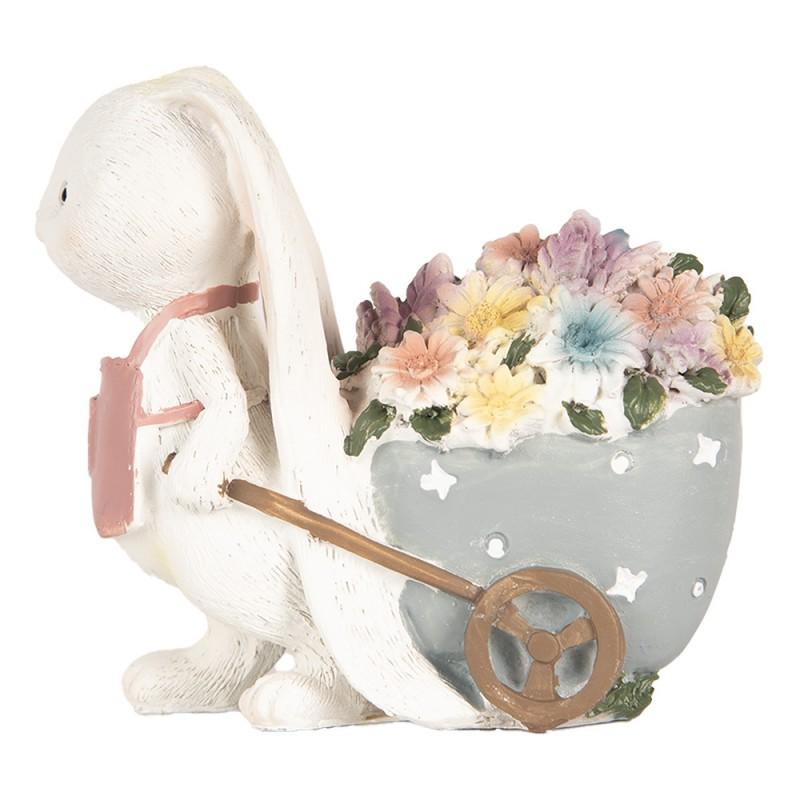 Clayre & Eef 6PR5148 Decoratie Beeld Konijn 11x6x10 Cm Wit Kunststof