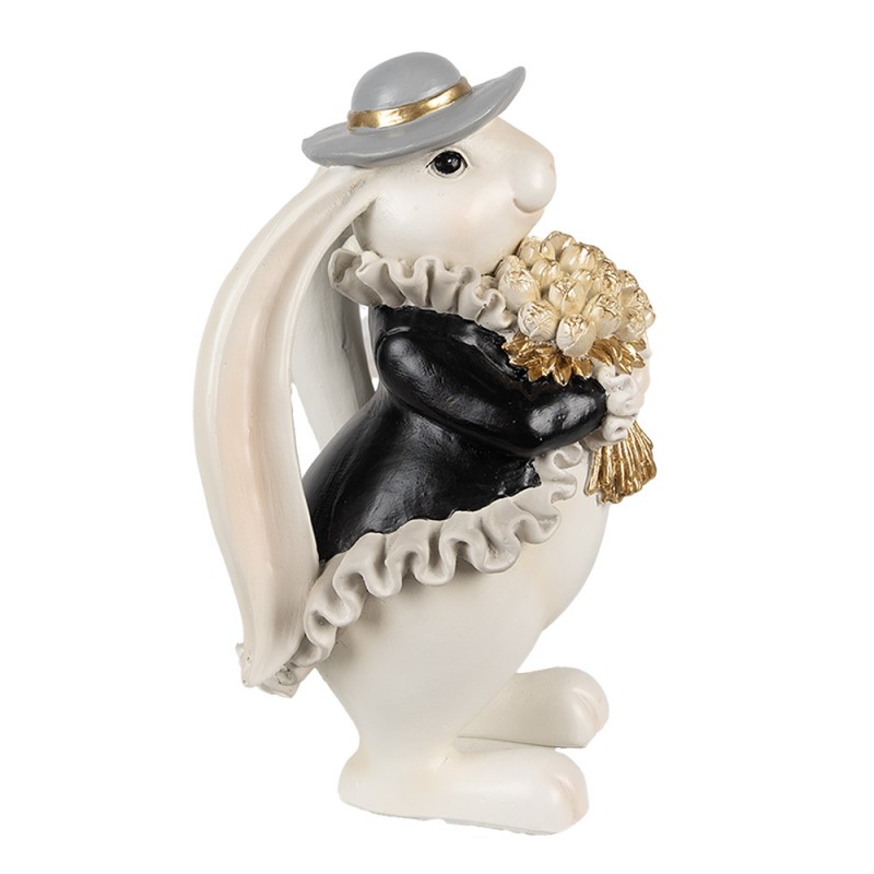 Clayre & Eef 6PR5150 Decoratie Beeld Konijn 22 Cm Wit Kunststof