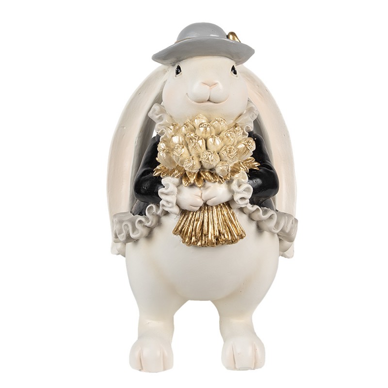 clayre & eef 6PR5150 Decoratie Beeld Konijn 22 cm Wit Kunststof