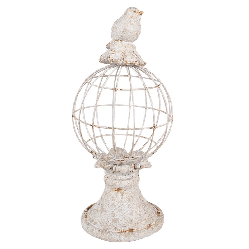 Clayre & Eef 6PR5151 Decoratie Beeld Vogel 12x7x14 Cm Grijs Kunststof