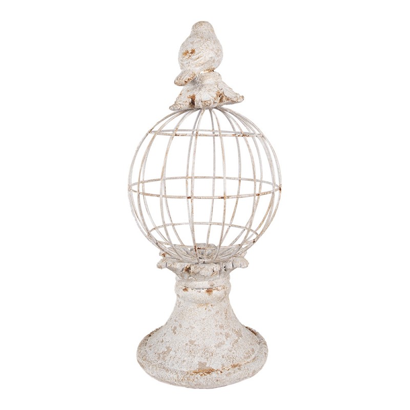 Clayre & Eef 6PR5151 Decoratie Beeld Vogel 12x7x14 Cm Grijs Kunststof