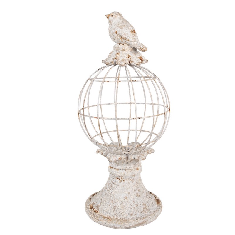 Clayre & Eef 6PR5151 Decoratie Beeld Vogel 12x7x14 Cm Grijs Kunststof