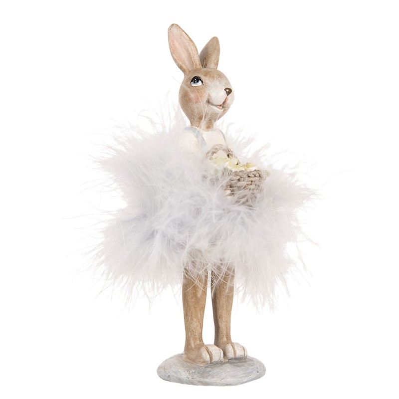 Clayre & Eef 6PR5250 Decoratie Beeld Konijn 17 Cm Beige Kunststof