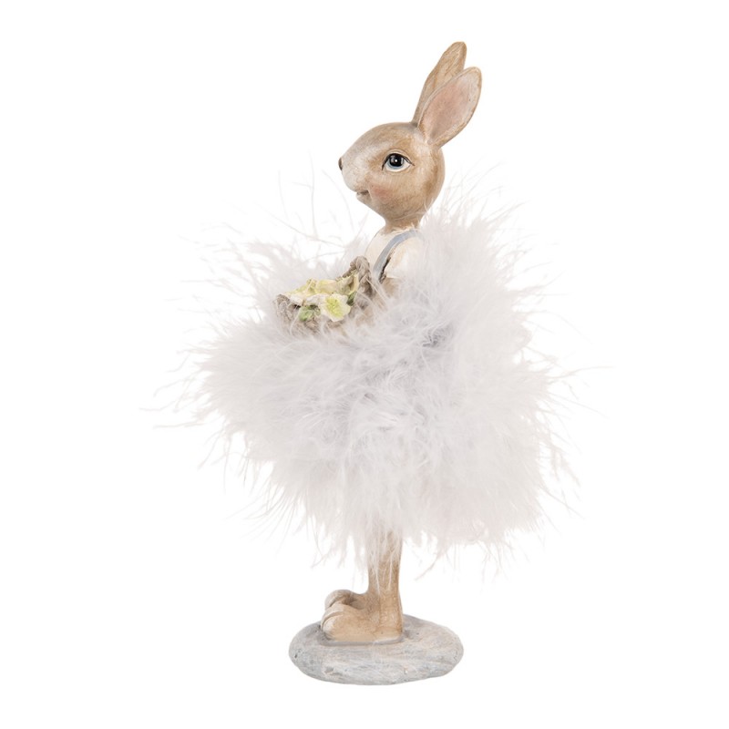 Clayre & Eef 6PR5250 Decoratie Beeld Konijn 17 Cm Beige Kunststof