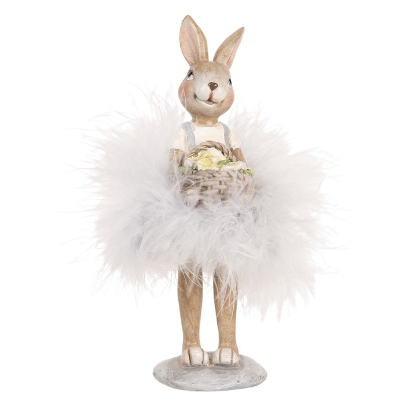 clayre & eef 6PR5250 Decoratie Beeld Konijn 17 cm Beige Kunststof