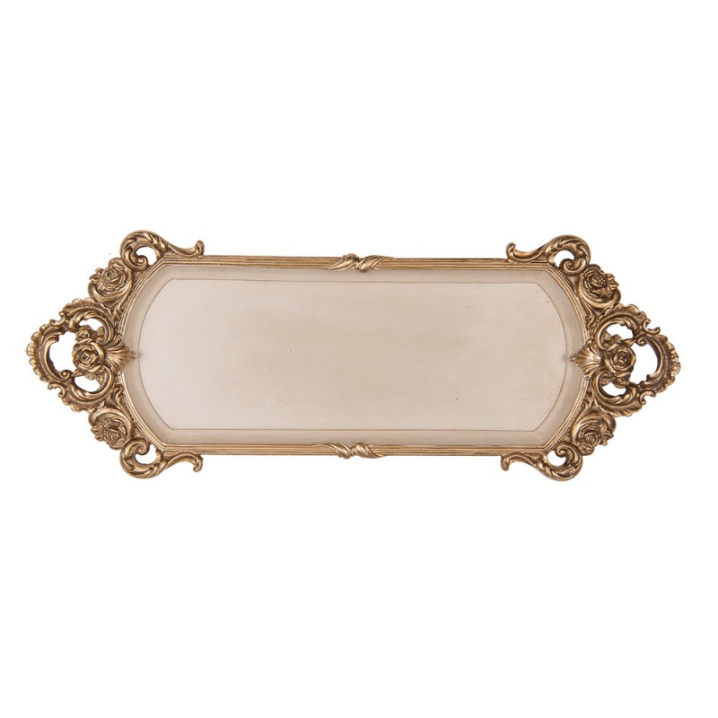 clayre & eef 6PR5295 Dienblad 34x13x3 cm Goudkleurig Kunststof