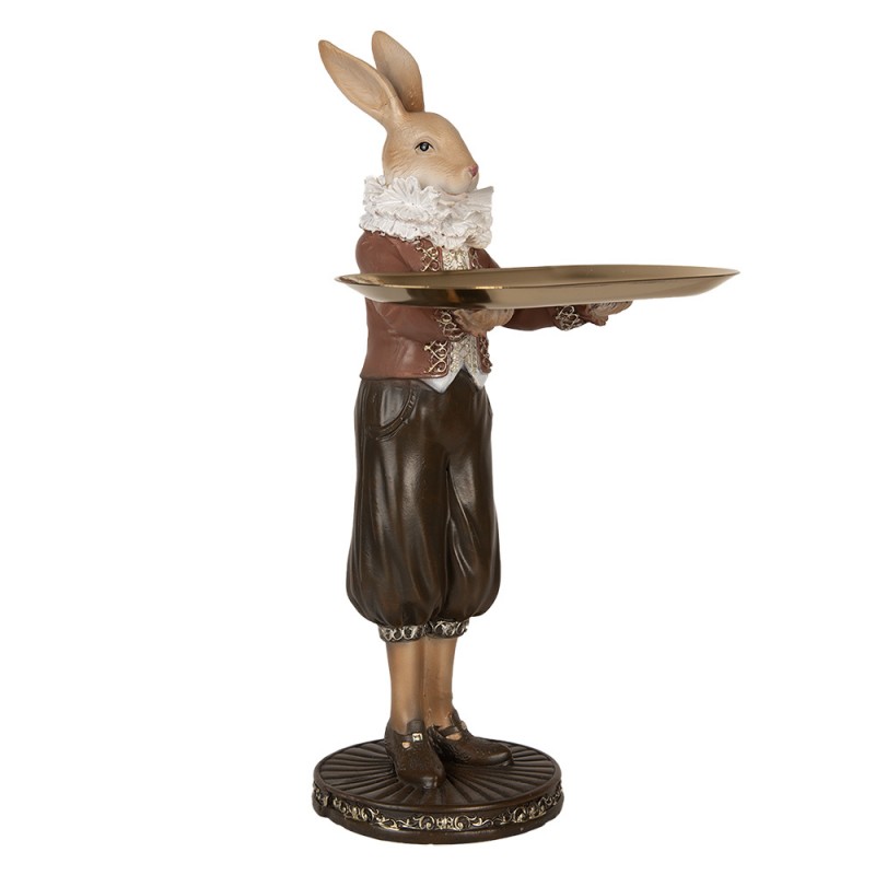 Clayre & Eef 6PR5360 Decoratie Beeld Konijn 18x17x31 Cm Beige Bruin Kunststof