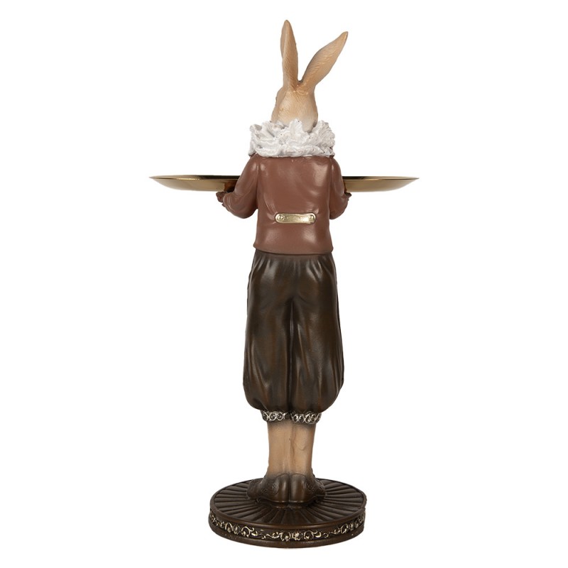 Clayre & Eef 6PR5360 Decoratie Beeld Konijn 18x17x31 Cm Beige Bruin Kunststof