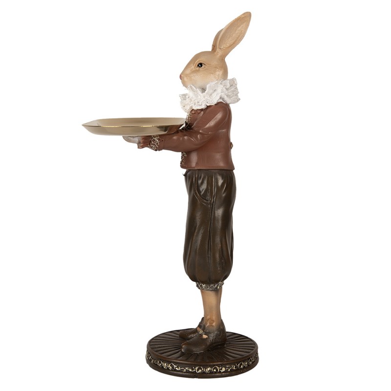 Clayre & Eef 6PR5360 Decoratie Beeld Konijn 18x17x31 Cm Beige Bruin Kunststof