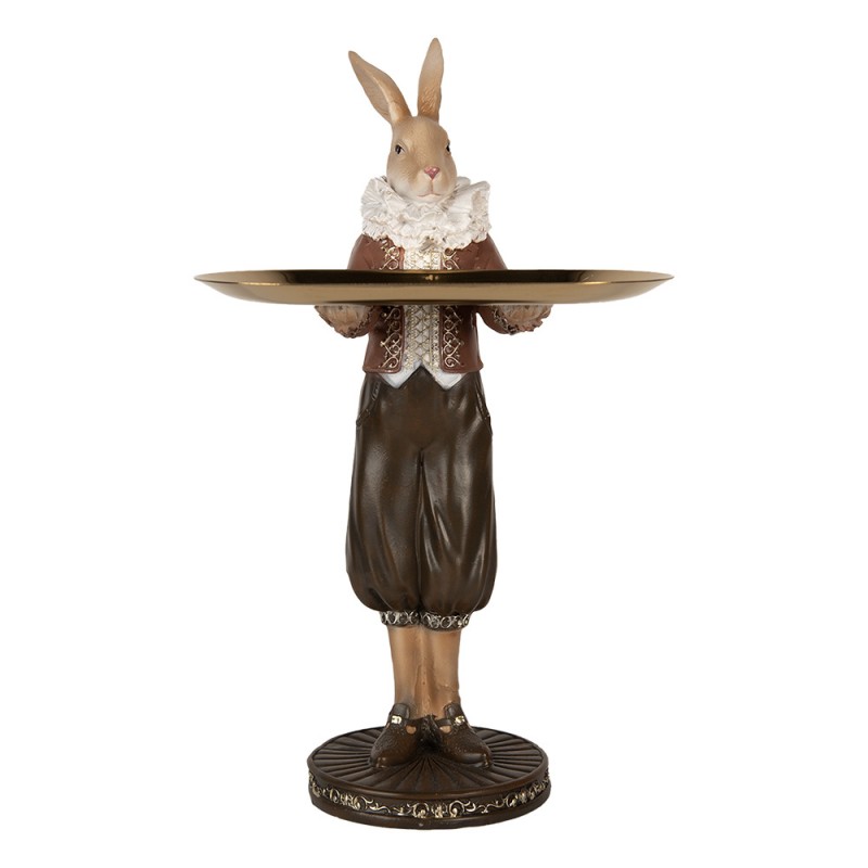 Clayre & Eef 6PR5360 Decoratie Beeld Konijn 18x17x31 Cm Beige Bruin Kunststof