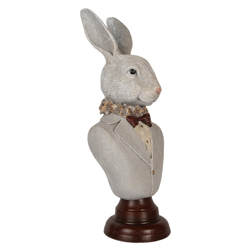 Clayre & Eef 6PR5361 Decoratie Beeld Konijn 15x13x39 Cm Grijs Kunststof