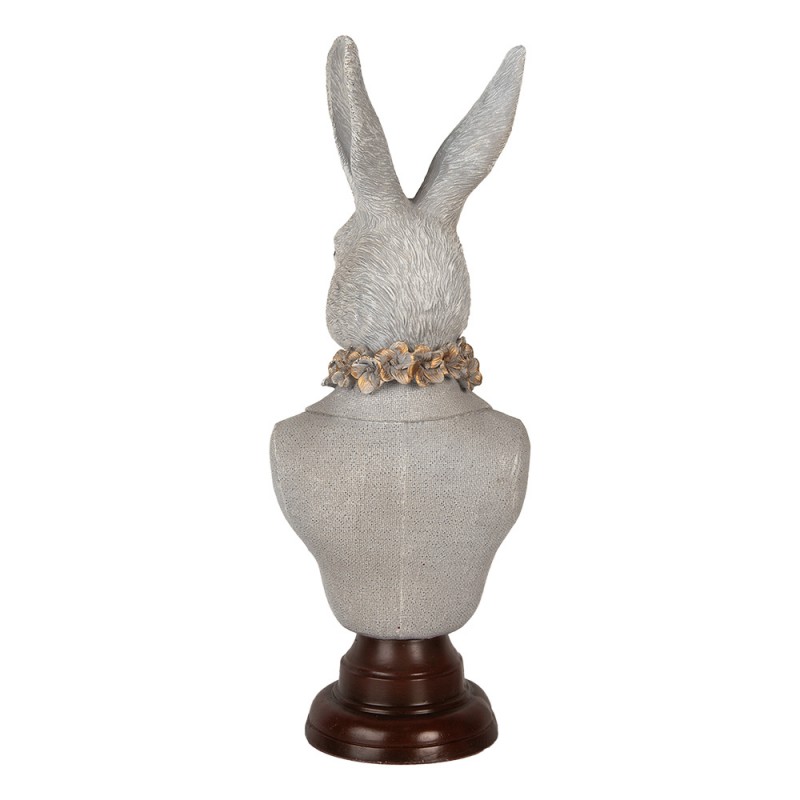 Clayre & Eef 6PR5361 Decoratie Beeld Konijn 15x13x39 Cm Grijs Kunststof