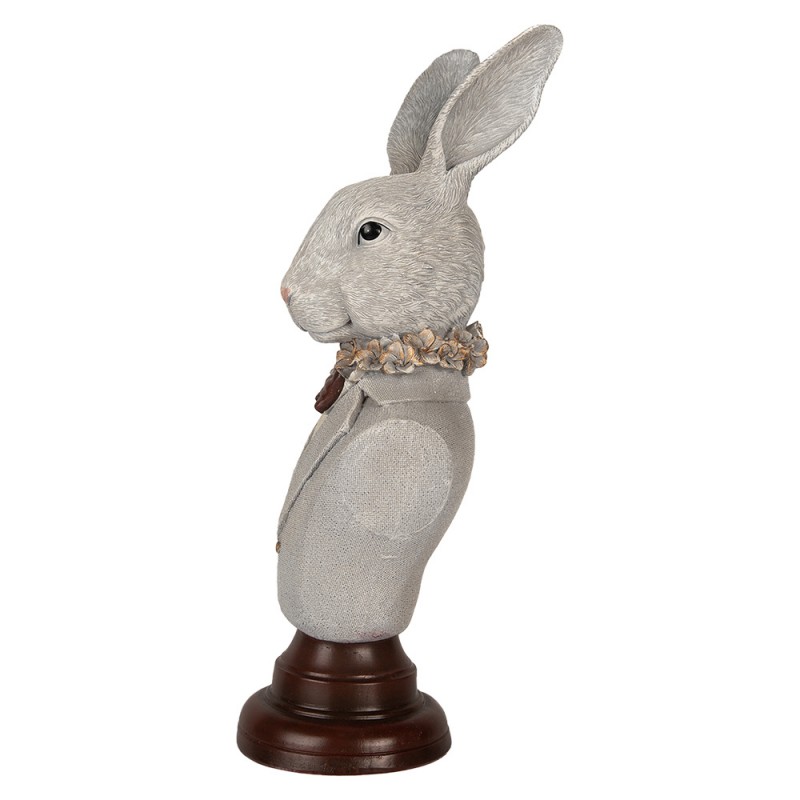 Clayre & Eef 6PR5361 Decoratie Beeld Konijn 15x13x39 Cm Grijs Kunststof