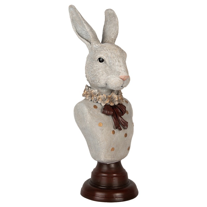 Clayre & Eef 6PR5362 Decoratie Beeld Konijn 13x12x39 Cm Grijs Kunststof