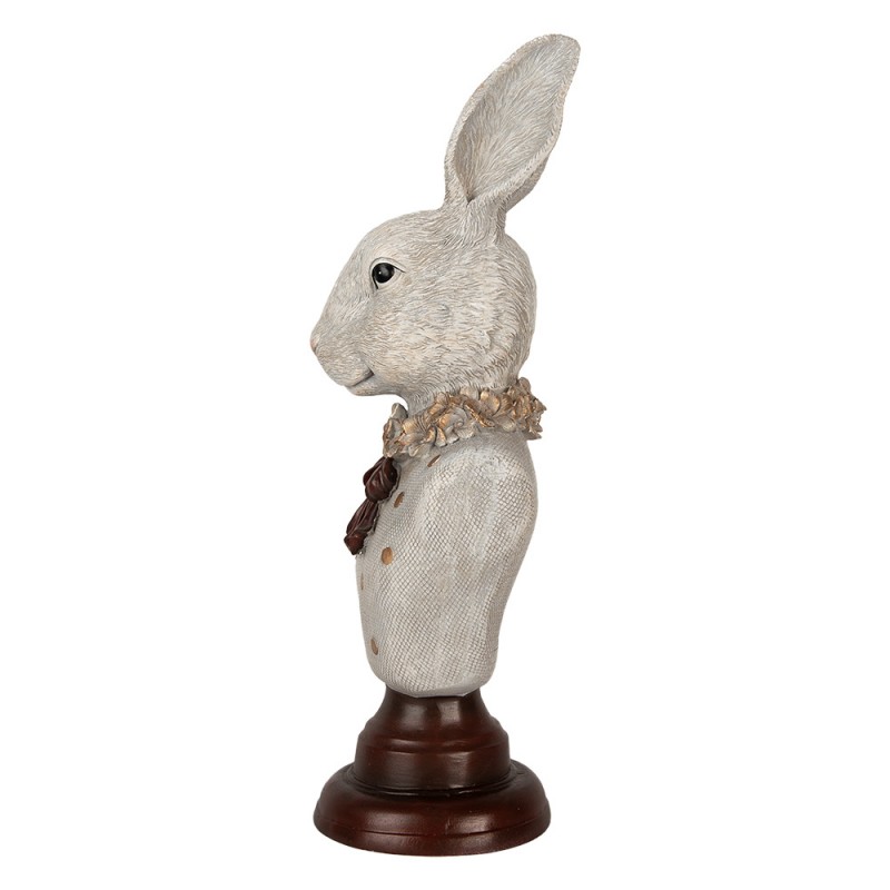 Clayre & Eef 6PR5362 Decoratie Beeld Konijn 13x12x39 Cm Grijs Kunststof