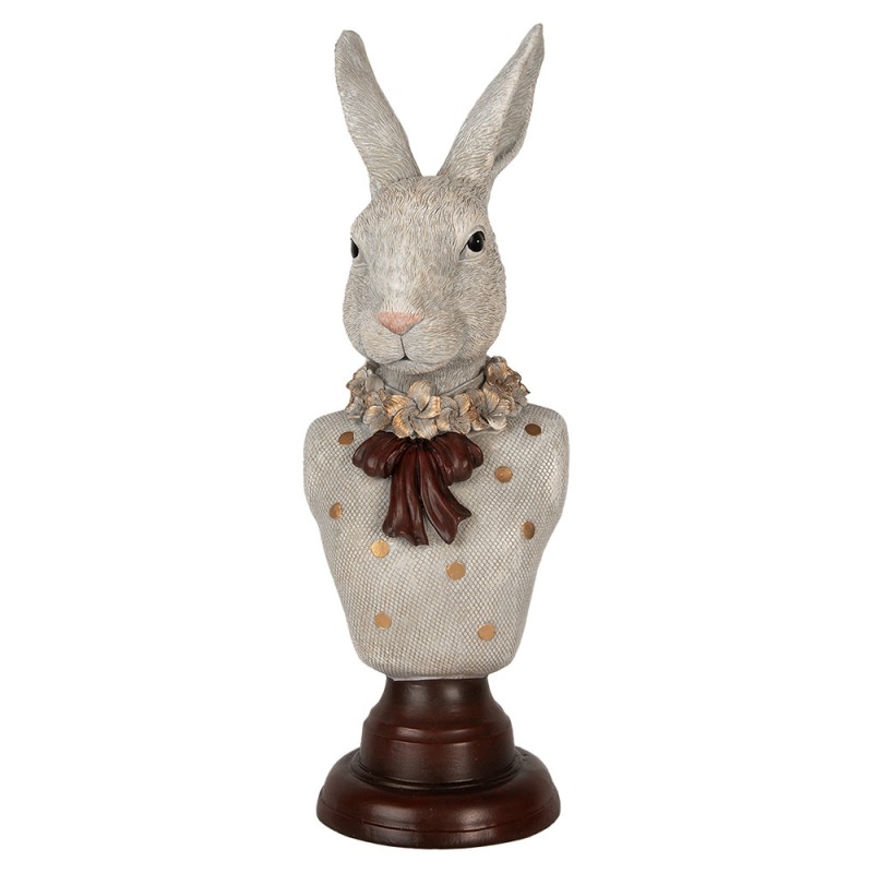 clayre & eef 6PR5362 Decoratie Beeld Konijn 13x12x39 cm Grijs Kunststof