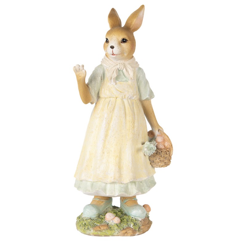 clayre & eef 6PR5449 Decoratie Beeld Konijn 32 cm Beige Kunststof