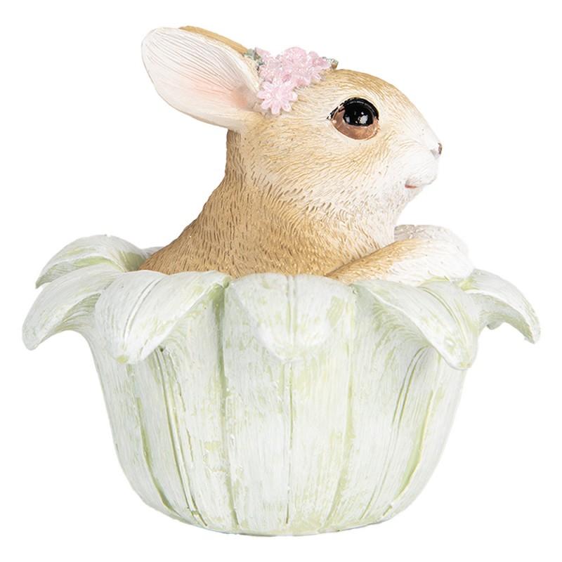 Clayre & Eef 6PR5450 Decoratie Beeld Konijn 12x12x12 Cm Beige Kunststof