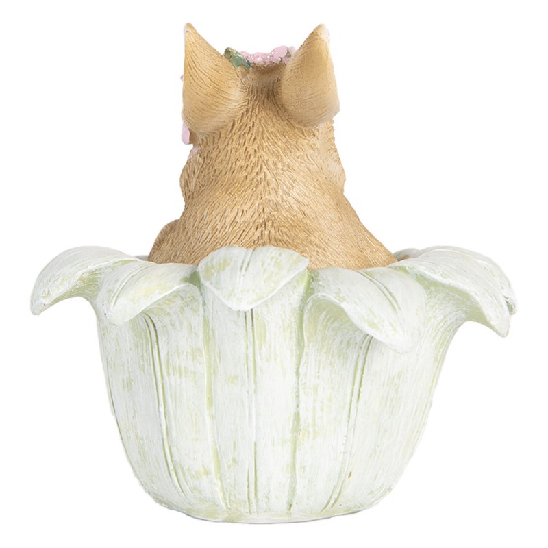 Clayre & Eef 6PR5450 Decoratie Beeld Konijn 12x12x12 Cm Beige Kunststof