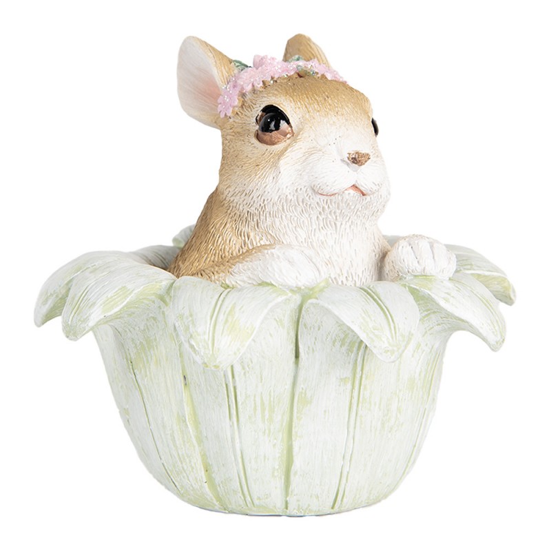 clayre & eef 6PR5450 Decoratie Beeld Konijn 12x12x12 cm Beige Kunststof