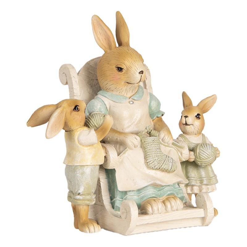 Clayre & Eef 6PR5451 Decoratie Beeld Konijnen 18x11x17 Cm Beige Kunststof