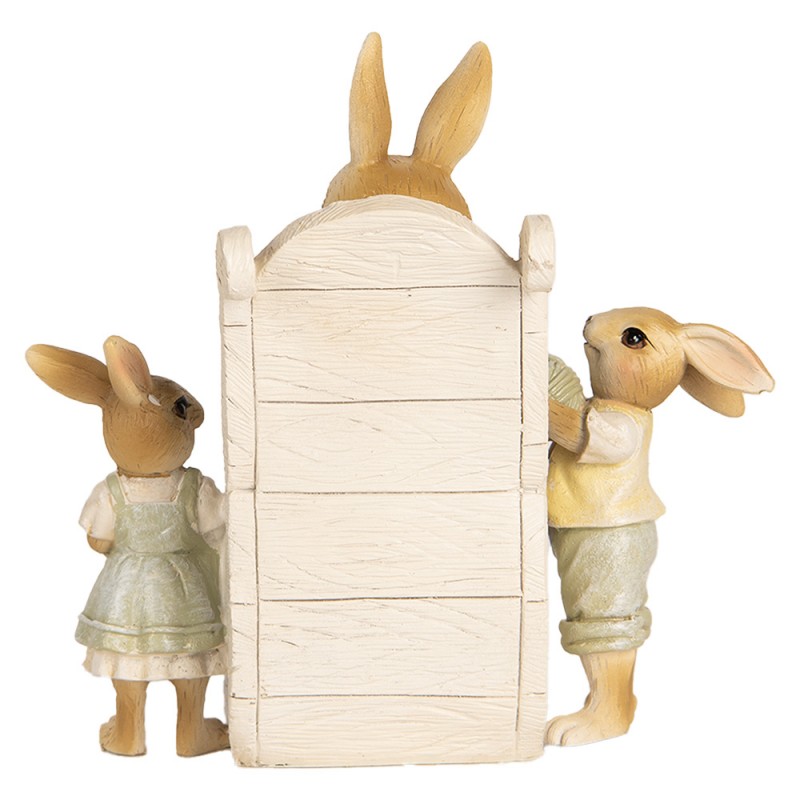 Clayre & Eef 6PR5451 Decoratie Beeld Konijnen 18x11x17 Cm Beige Kunststof