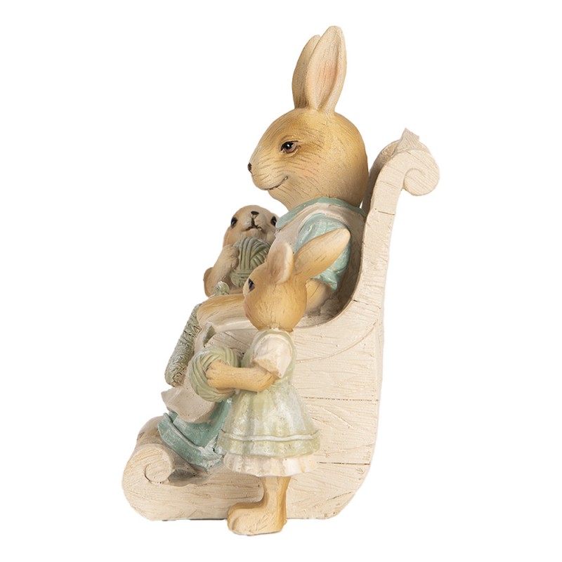 Clayre & Eef 6PR5451 Decoratie Beeld Konijnen 18x11x17 Cm Beige Kunststof