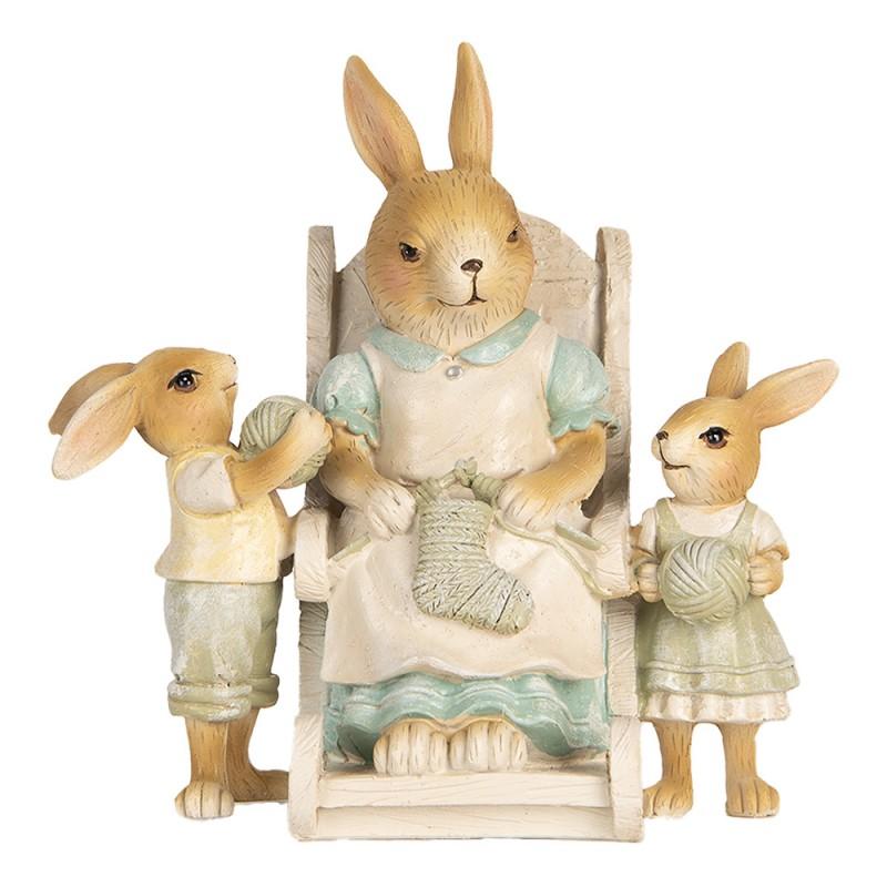 clayre & eef 6PR5451 Decoratie Beeld Konijnen 18x11x17 cm Beige Kunststof