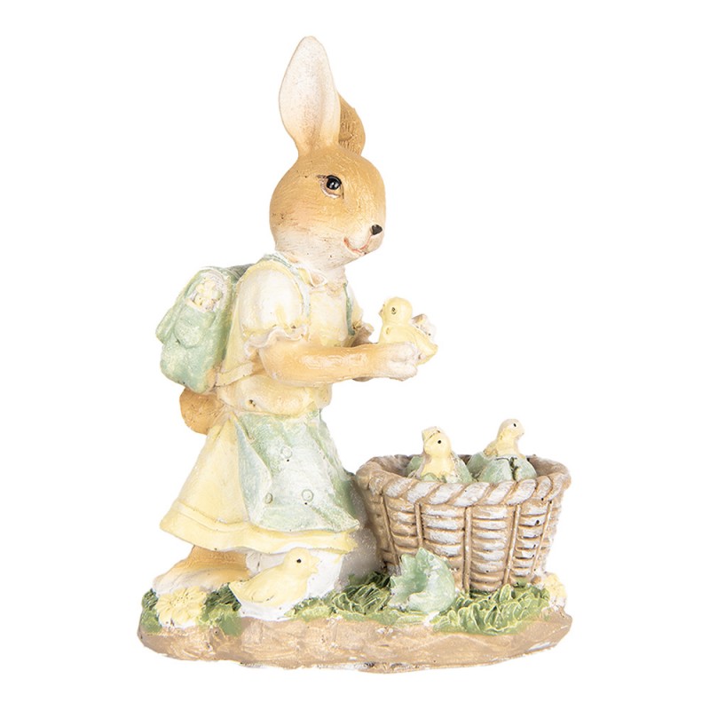 clayre & eef 6PR5452 Decoratie Beeld Konijn 10x6x13 cm Beige Kunststof