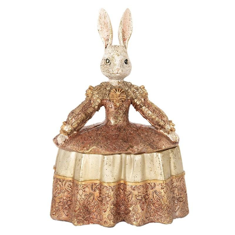 clayre & eef 6PR5509 Sieradendoos Konijn 18x12x25 cm Beige Goudkleurig Kunststof