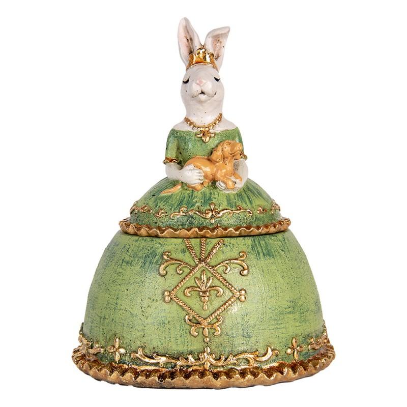 clayre & eef 6PR5511 Sieradendoos Konijn 18x15x24 cm Beige Groen Kunststof