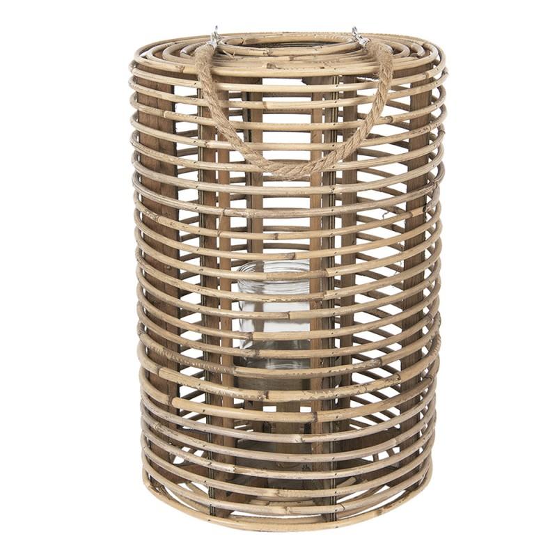 clayre & eef 6RO0466L Windlicht Ø 34x50 cm Bruin Hout Rond Kaarsenhouder