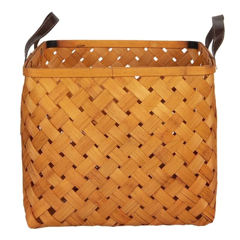 Clayre & Eef 6RO0484 Opbergmand Set Van 2 30x30x26 Cm Bruin Rotan Vierkant Mand