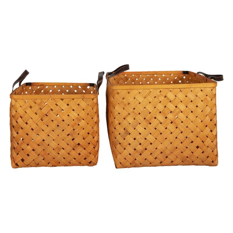 clayre & eef 6RO0484 Opbergmand Set van 2 30x30x26 cm Bruin Rotan Vierkant Mand