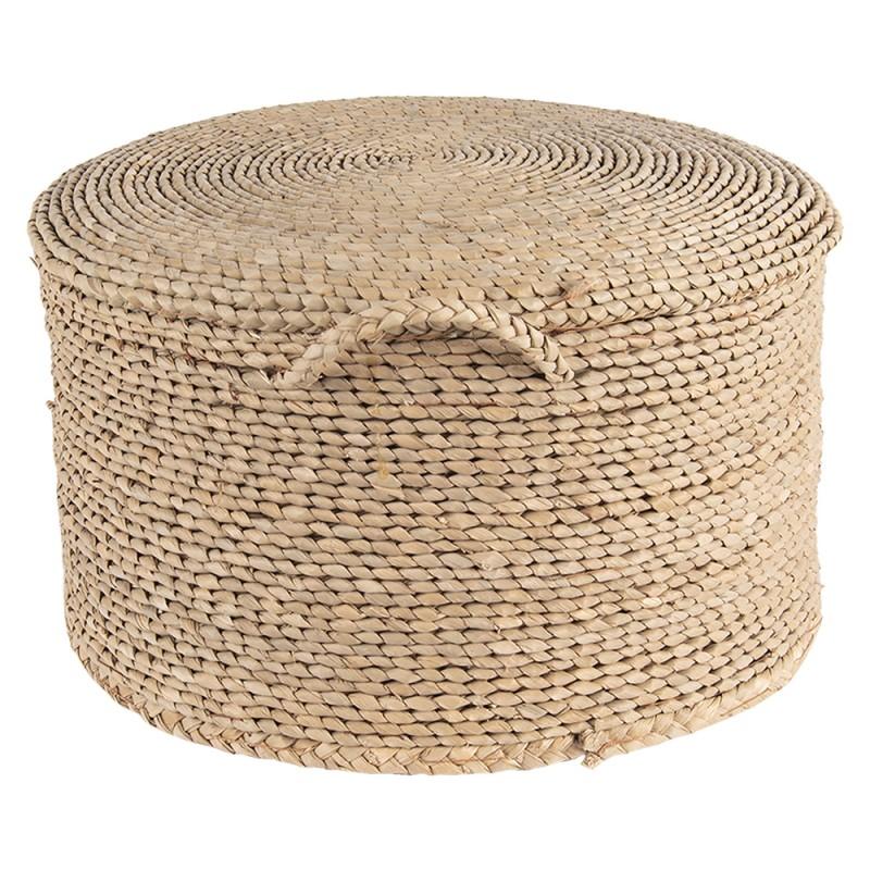 Clayre & Eef 6RO0509 Poef Ø 40x23 Cm Bruin Zeegras Rond Hocker