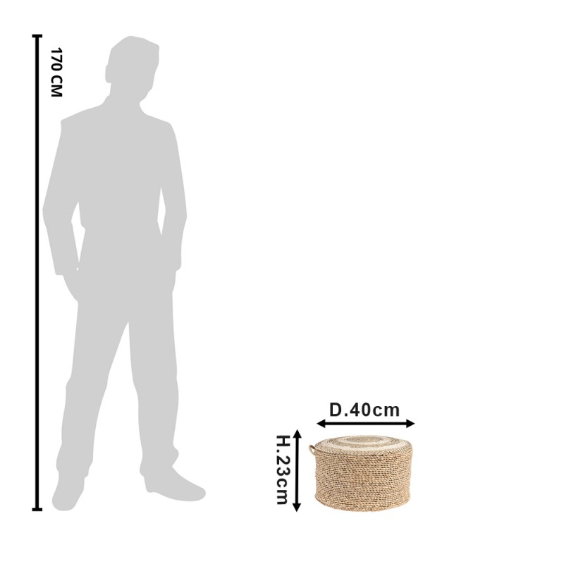 Clayre & Eef 6RO0510 Poef Ø 40x23 Cm Bruin Stro Rond Hocker